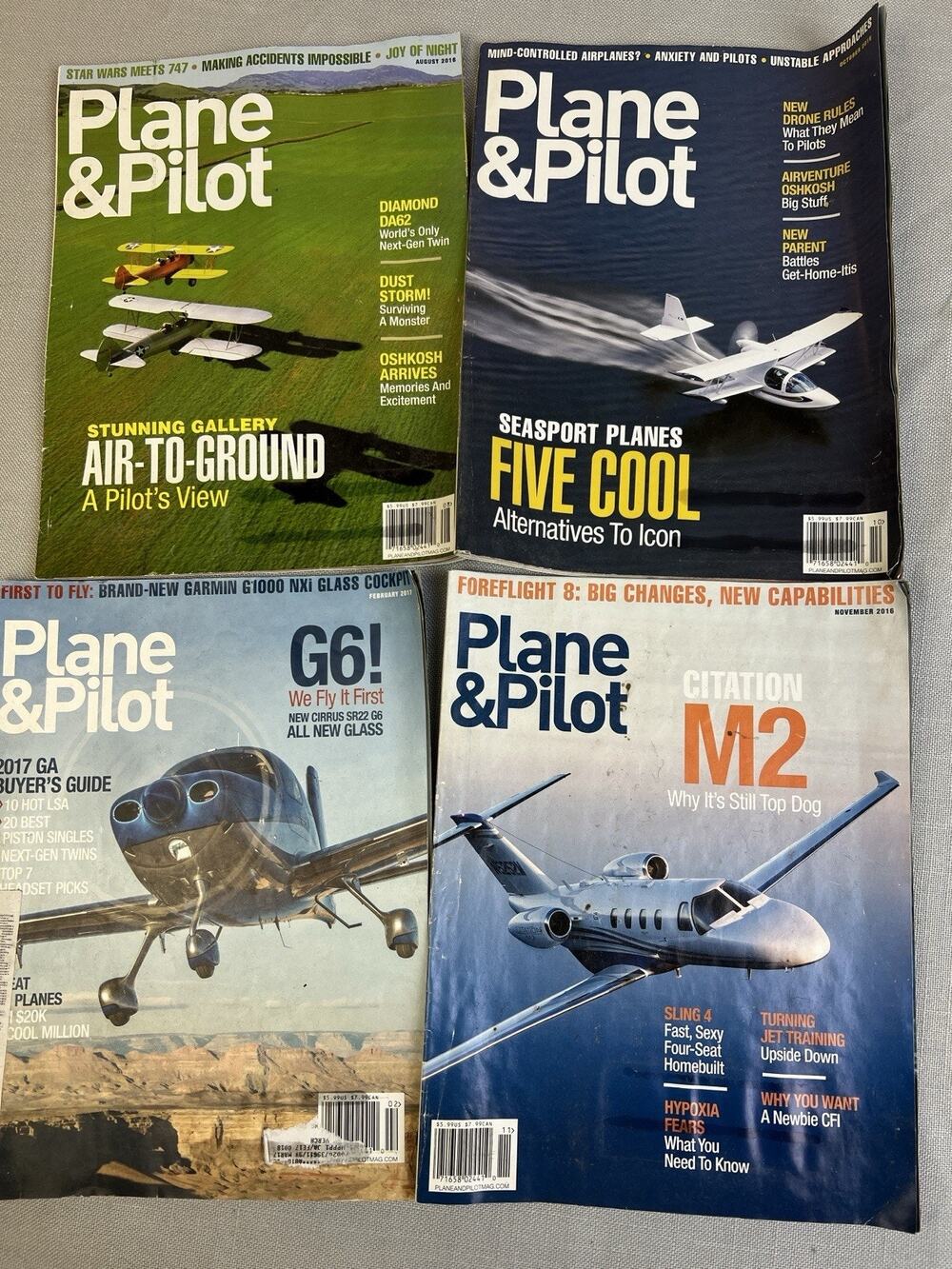Plane & Pilot Magazine Avaition Flight 4 Issues 8/16, ,10 / 16, 11/16, 2/17,